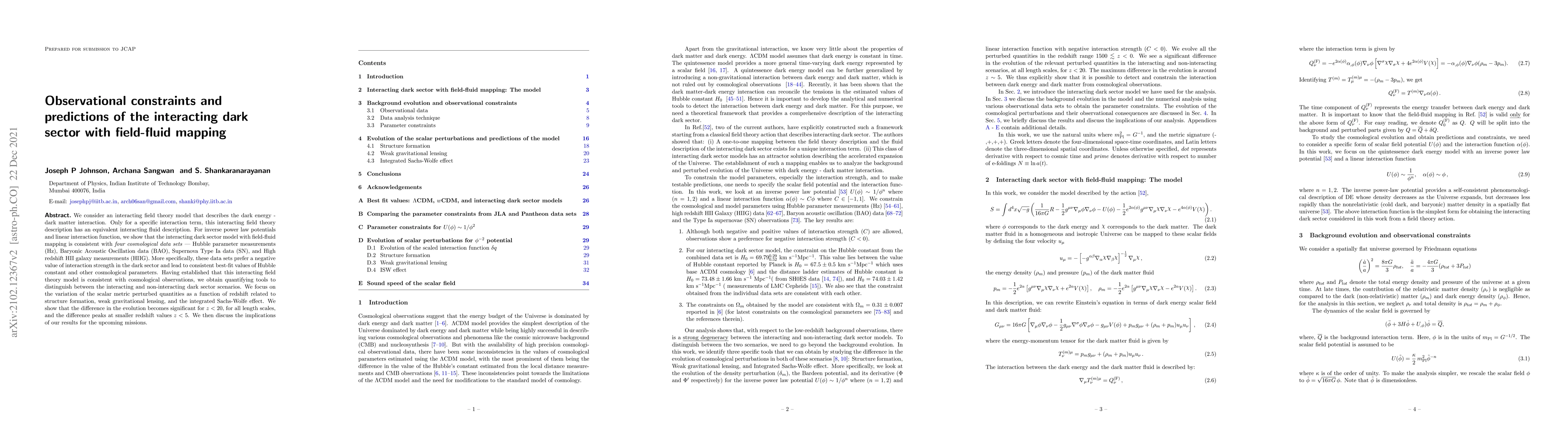 Thumbnail for Observational constraints and predictions of the interacting dark sector
  with field-fluid mapping