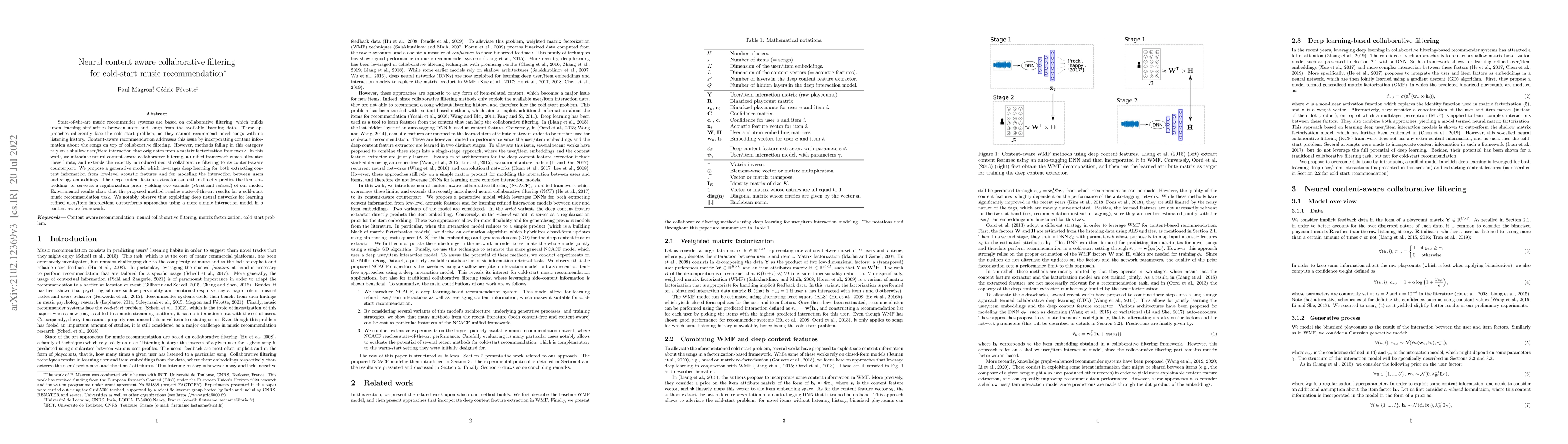 Thumbnail for Neural content-aware collaborative filtering for cold-start music
  recommendation