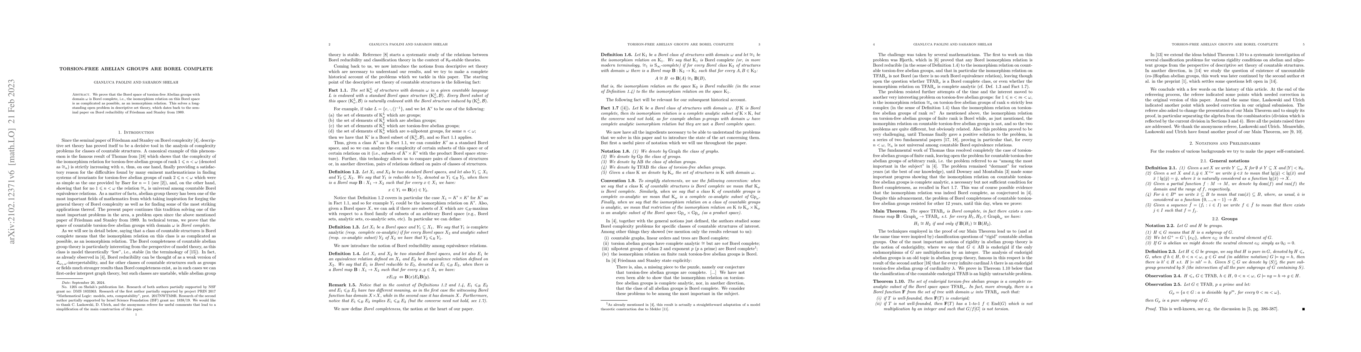 Thumbnail for Torsion-Free Abelian Groups are Borel Complete