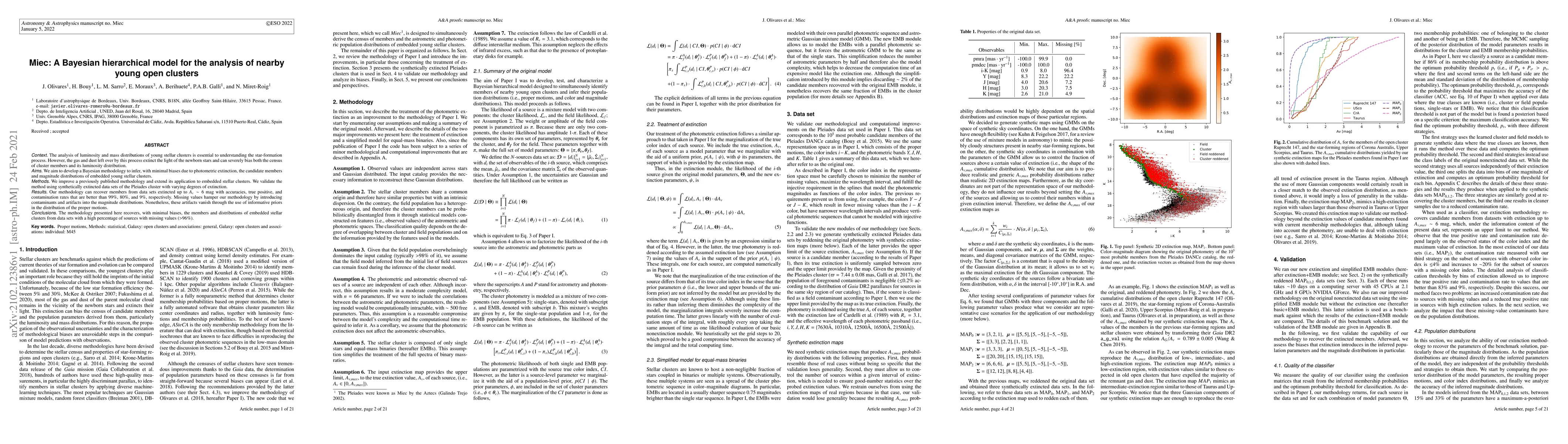 Thumbnail for Miec: A Bayesian hierarchical model for the analysis of nearby young
  open clusters