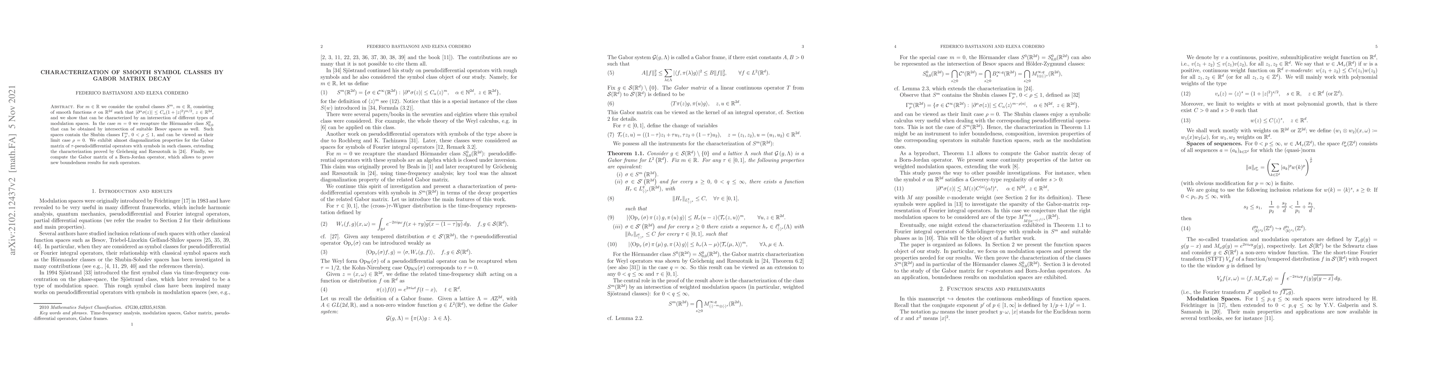 Thumbnail for Characterization of smooth symbol classes by Gabor matrix decay