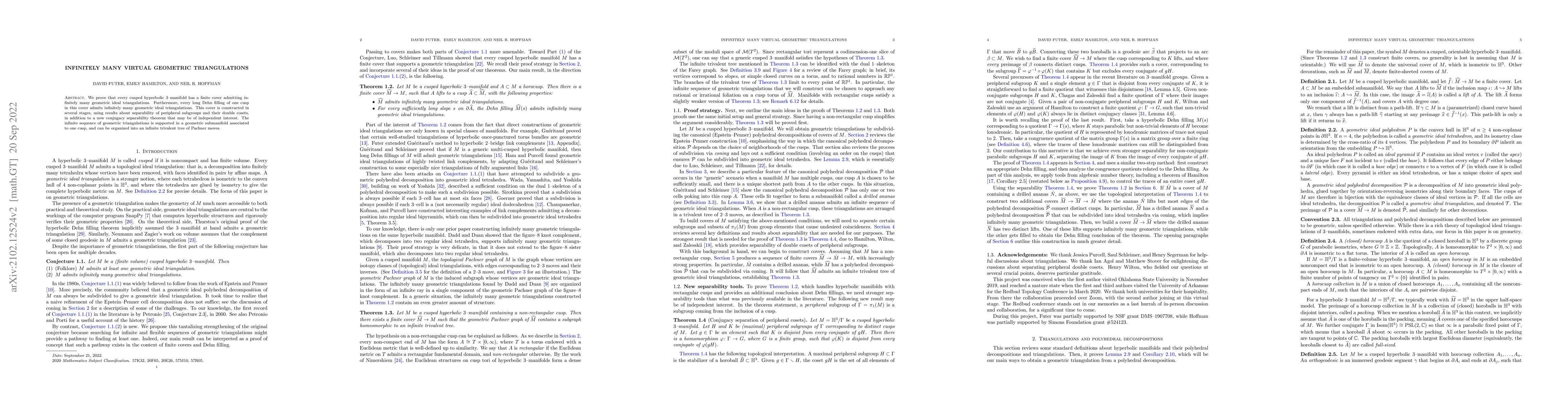 Thumbnail for Infinitely many virtual geometric triangulations