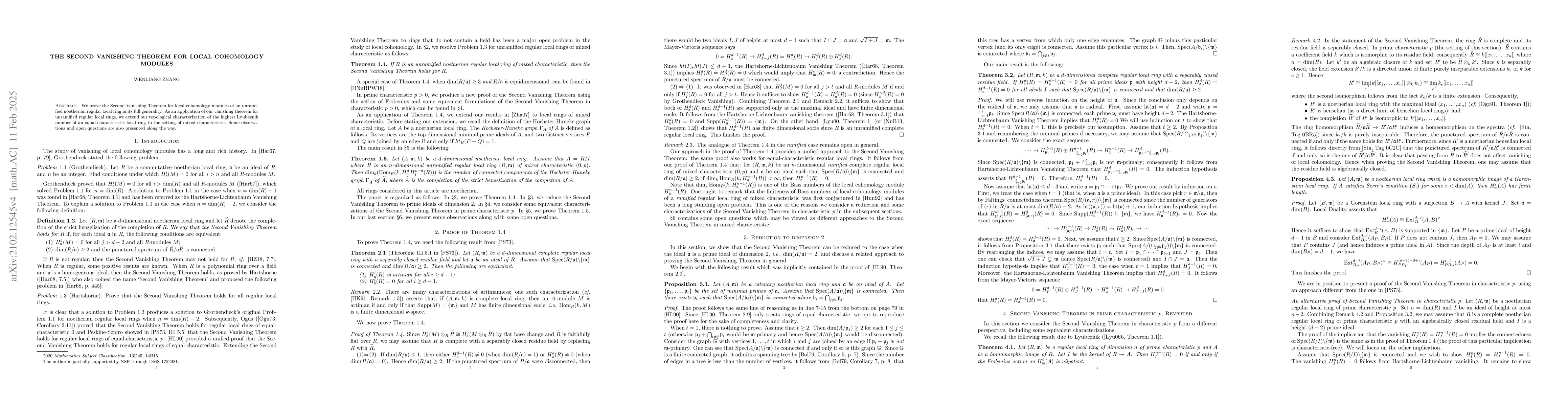 Thumbnail for The Second Vanishing Theorem for Local Cohomology Modules