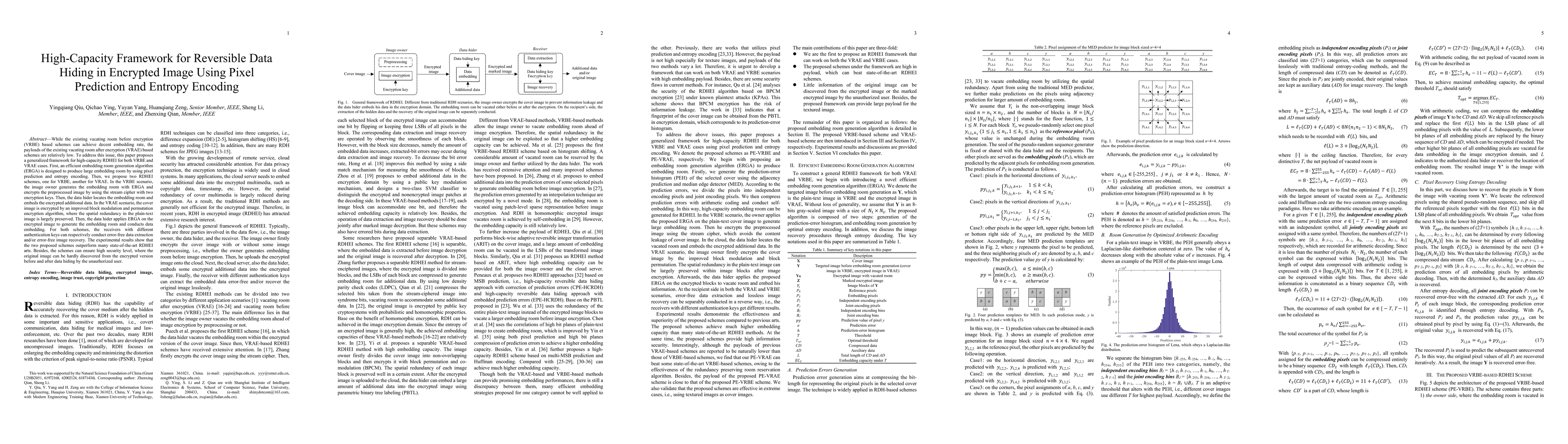 Thumbnail for High-Capacity Framework for Reversible Data Hiding in Encrypted Image
  Using Pixel Predictions and Entropy Encoding