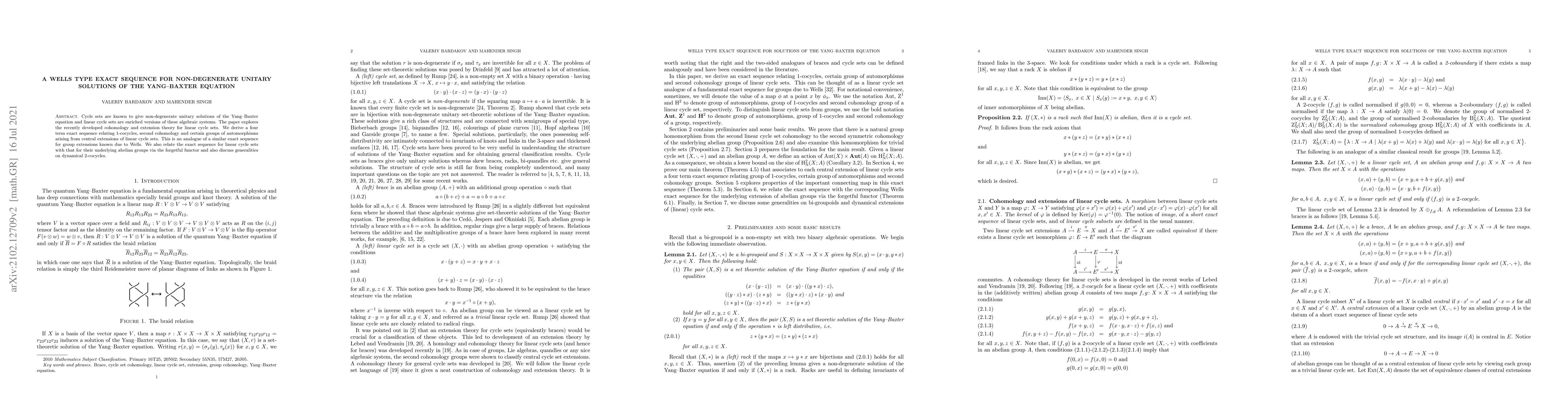 Thumbnail for A Wells type exact sequence for non-degenerate unitary solutions of the
  Yang--Baxter equation