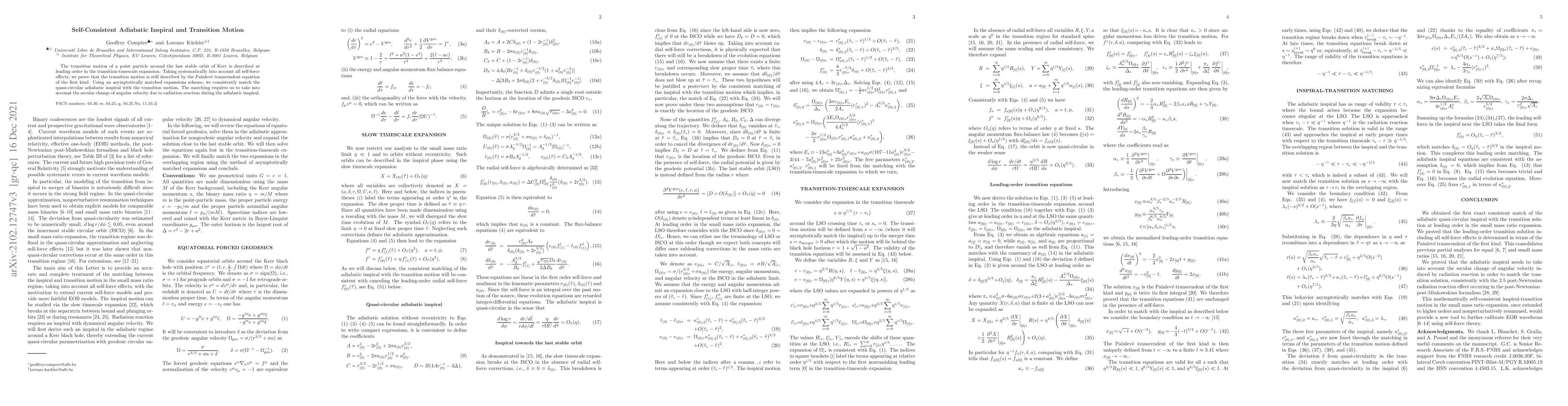 Thumbnail for Self-consistent adiabatic inspiral and transition motion