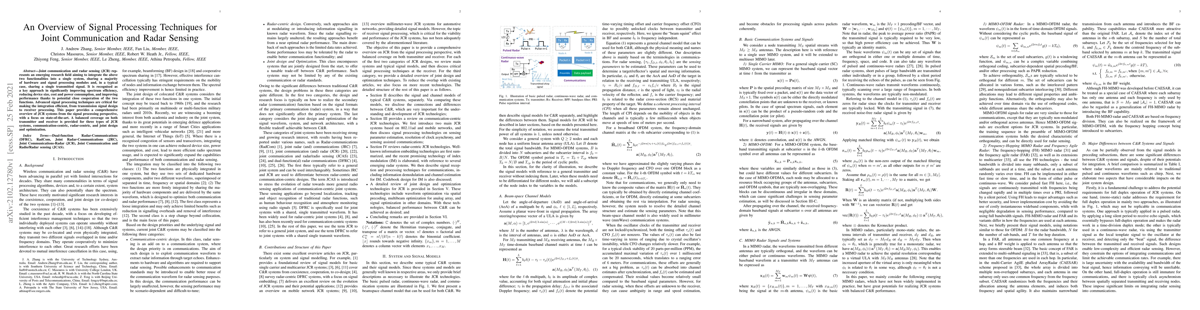 Thumbnail for An Overview of Signal Processing Techniques for Joint Communication and
  Radar Sensing