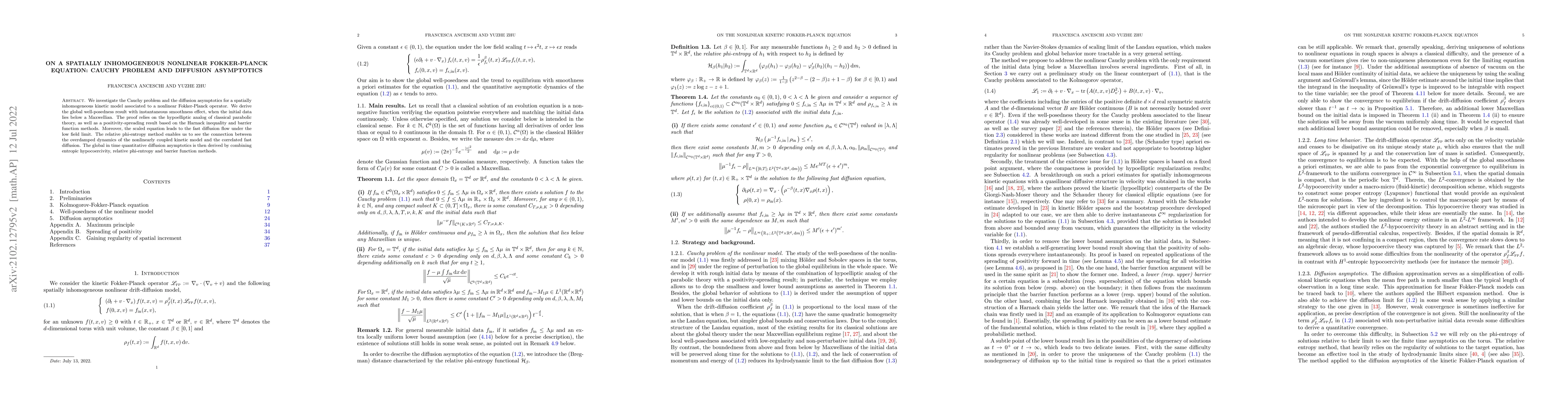 Thumbnail for On a spatially inhomogeneous nonlinear Fokker-Planck equation: Cauchy
  problem and diffusion asymptotics