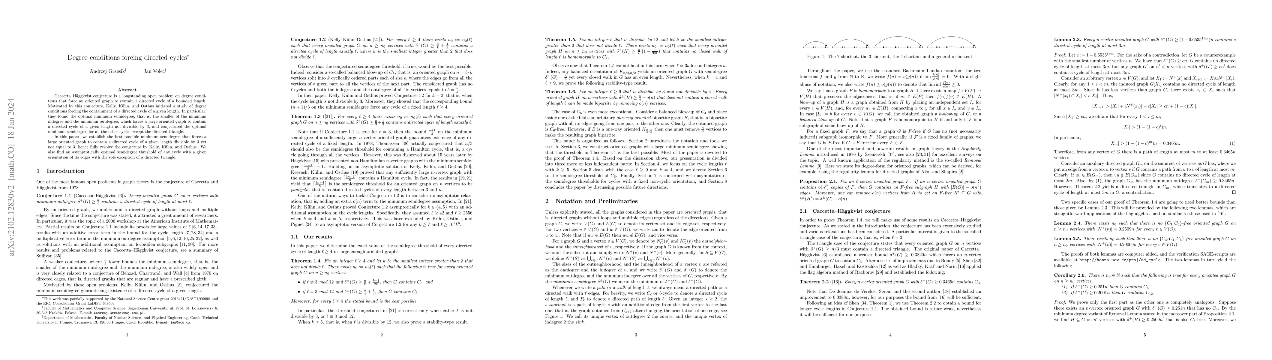 Thumbnail for Degree conditions forcing directed cycles