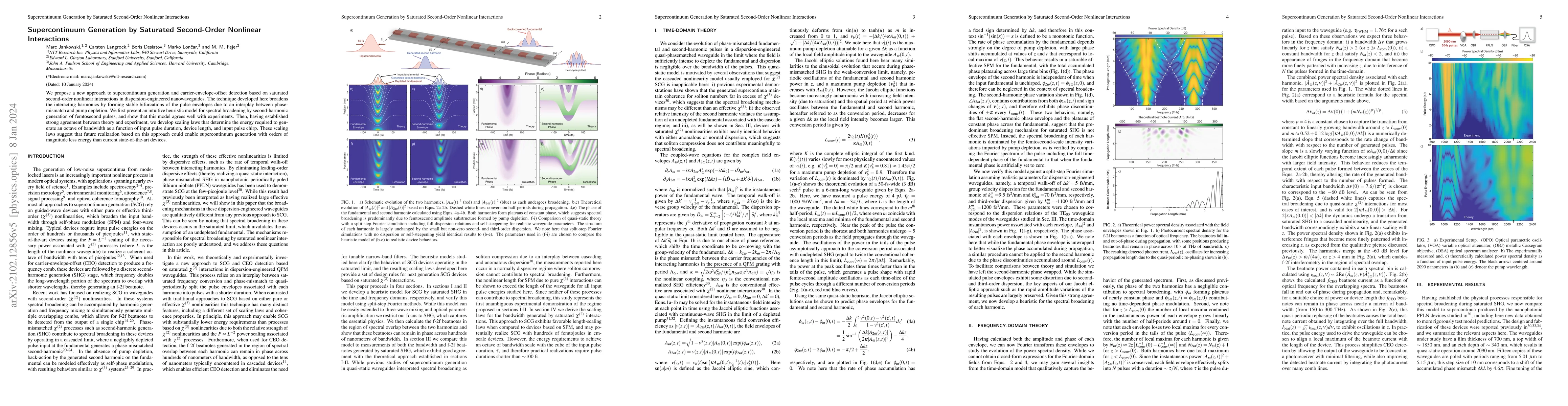 Thumbnail for Supercontinuum Generation by Saturated Second-Order Nonlinear
  Interactions