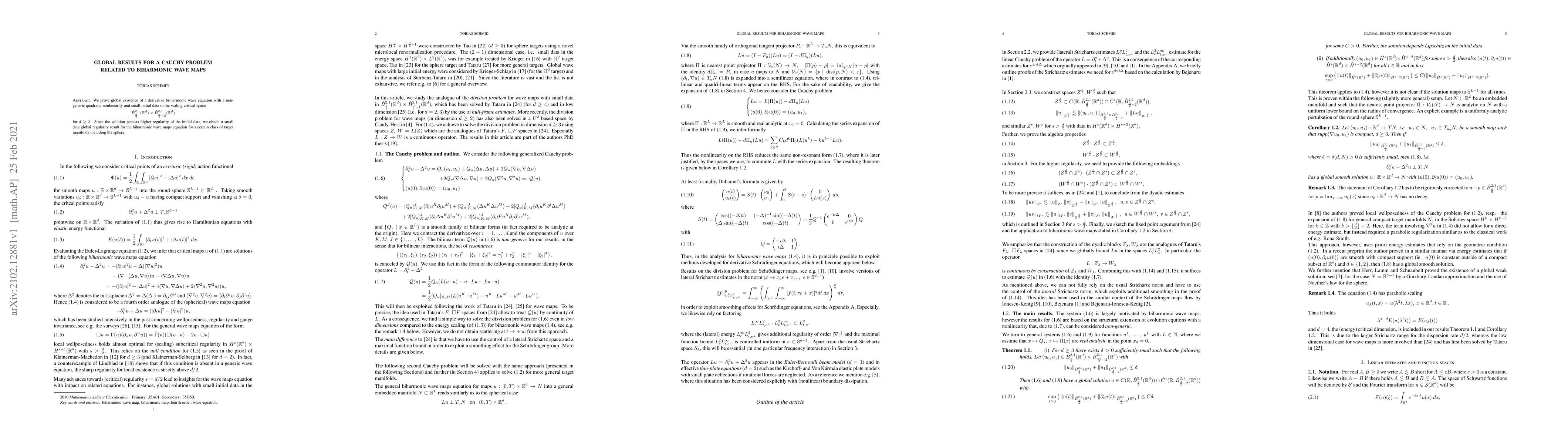 Thumbnail for Global results for a Cauchy problem related to biharmonic wave maps