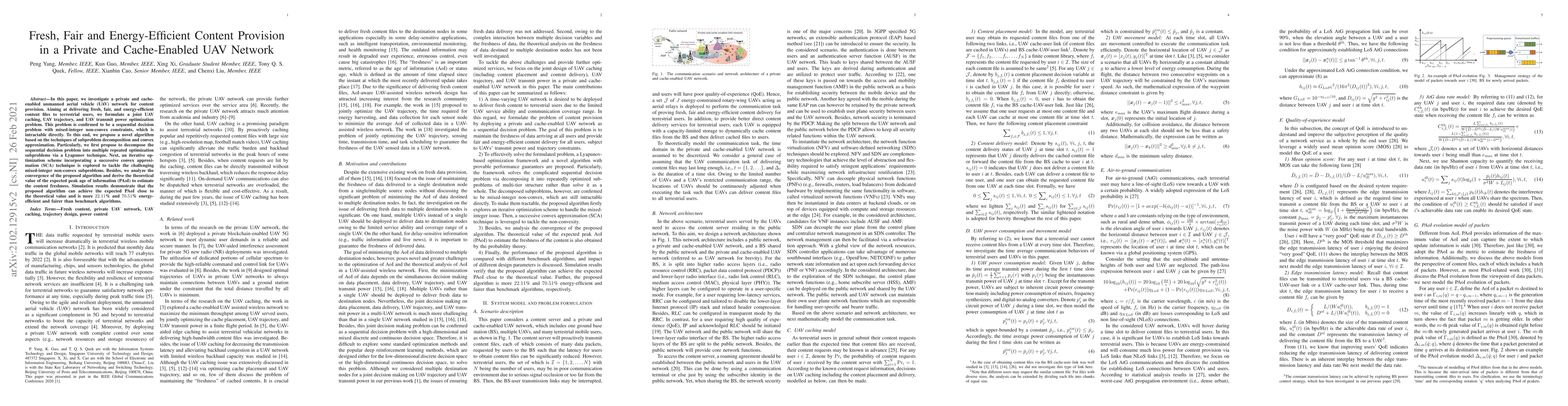 Thumbnail for Fresh, Fair and Energy-Efficient Content Provision in a Private and
  Cache-Enabled UAV Network