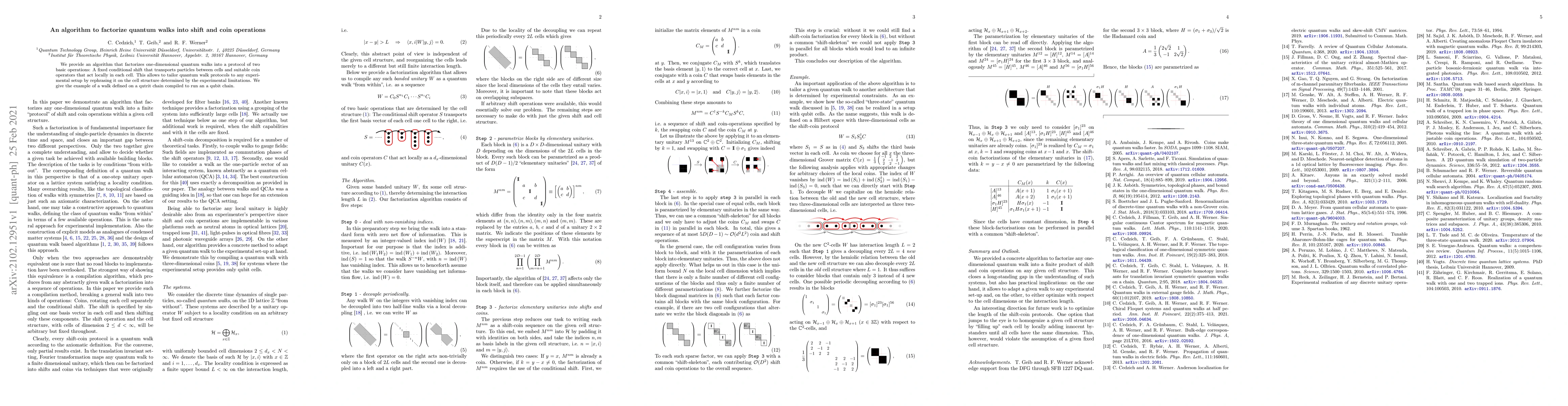 Thumbnail for An algorithm to factorize quantum walks into shift and coin operations