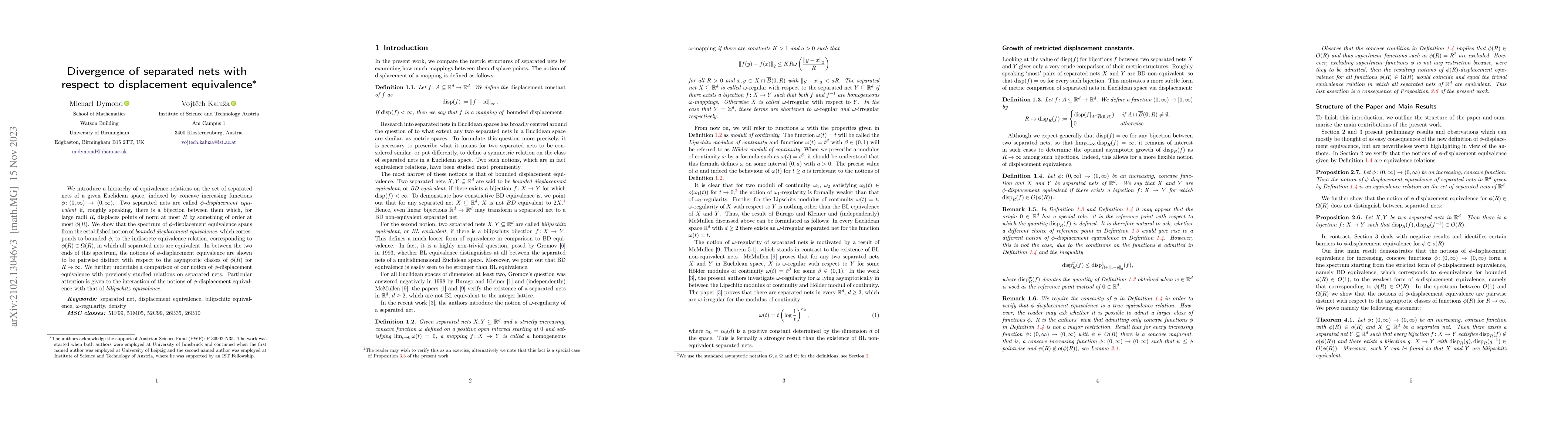 Thumbnail for Divergence of separated nets with respect to displacement equivalence