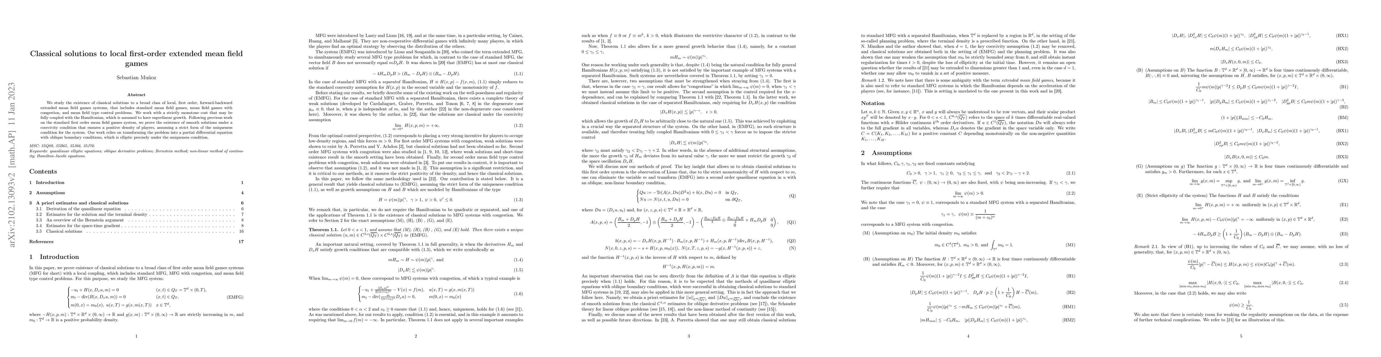 Thumbnail for Classical solutions to local first-order extended mean field games