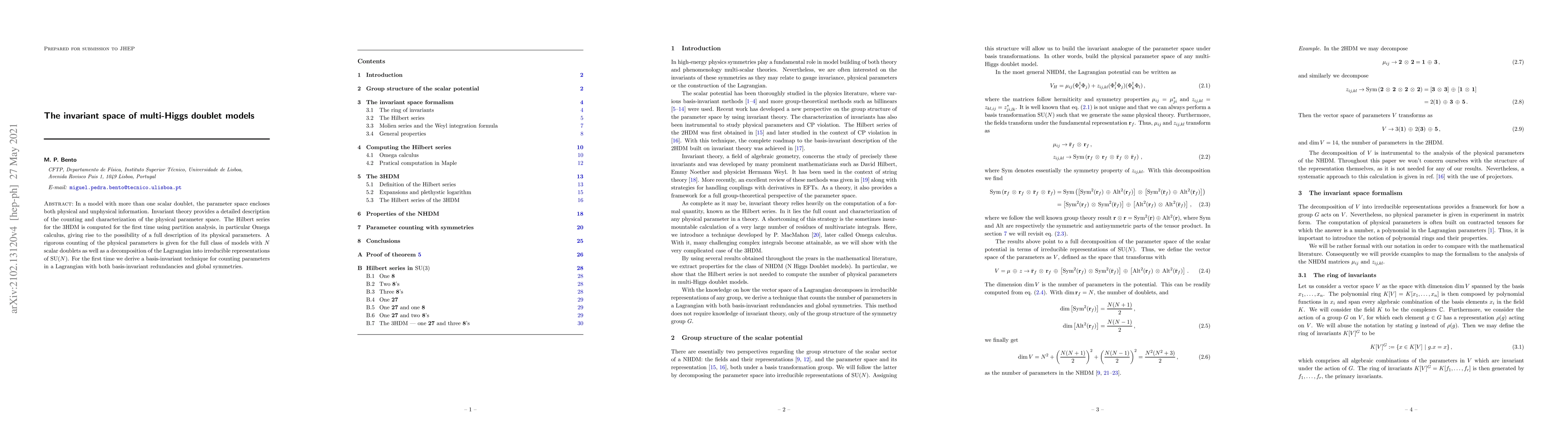 Thumbnail for The invariant space of multi-Higgs doublet models