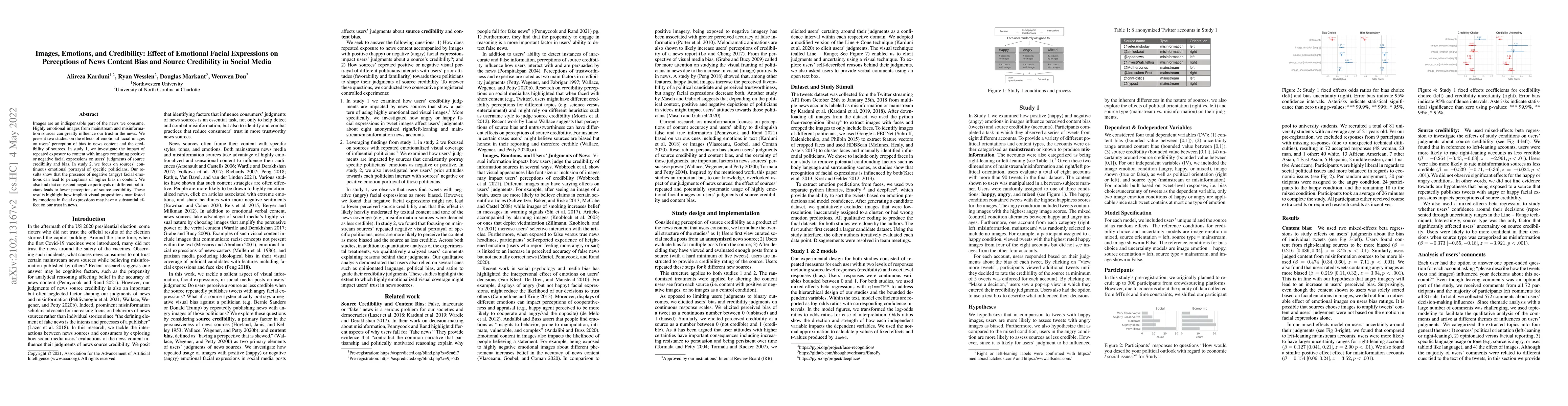 Thumbnail for Images, Emotions, and Credibility: Effect of Emotional Facial Images on
  Perceptions of News Content Bias and Source Credibility in Social Media