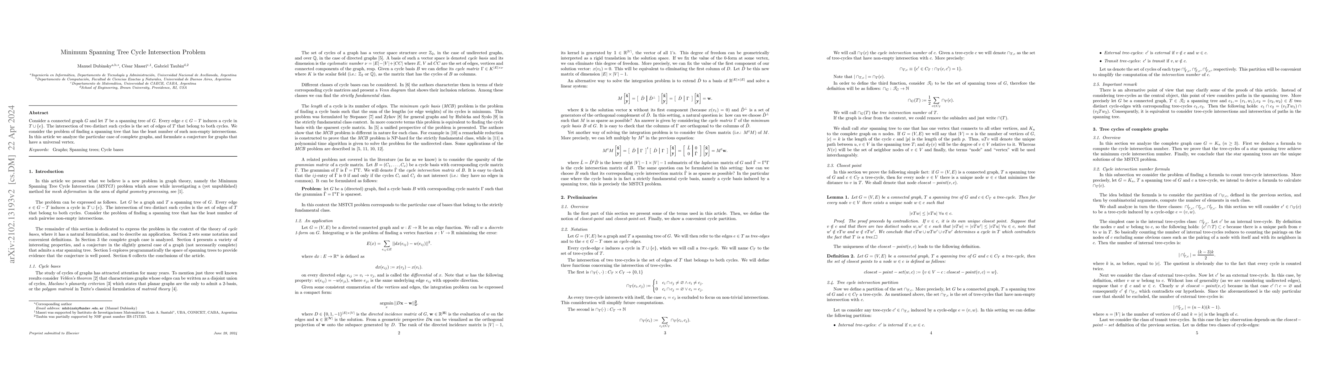Thumbnail for Minimum Spanning Tree Cycle Intersection Problem