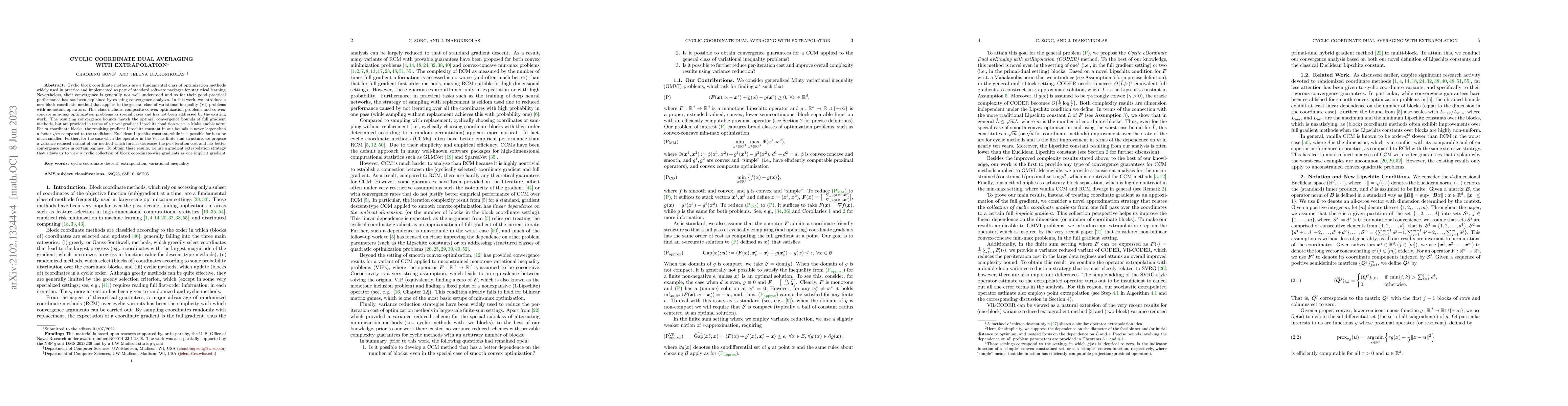 Thumbnail for Cyclic Coordinate Dual Averaging with Extrapolation
