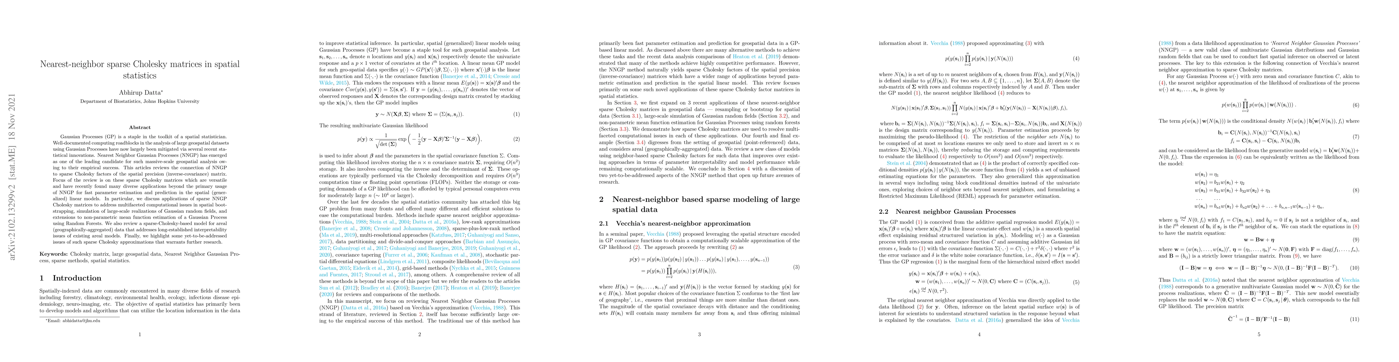 Thumbnail for Sparse nearest neighbor Cholesky matrices in spatial statistics