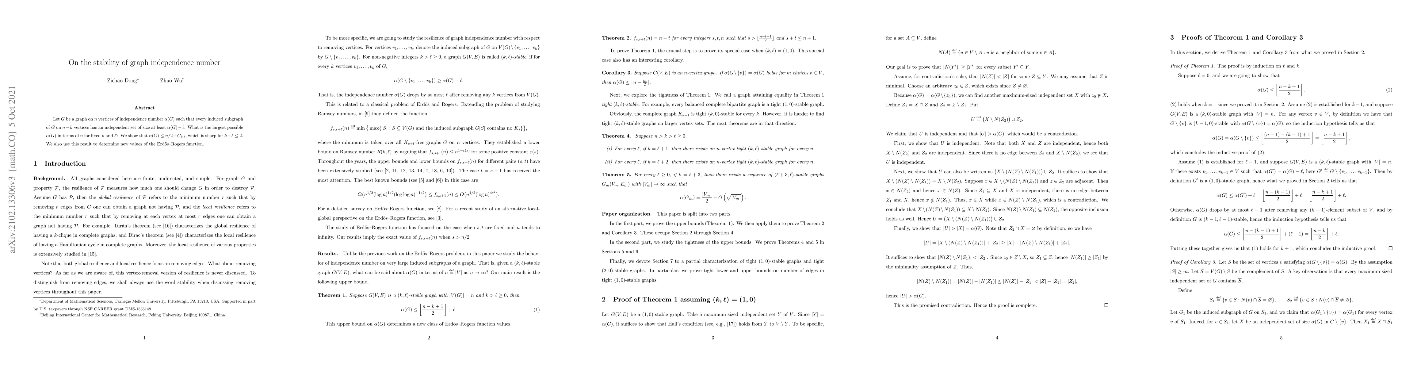 Thumbnail for On the stability of graph independence number