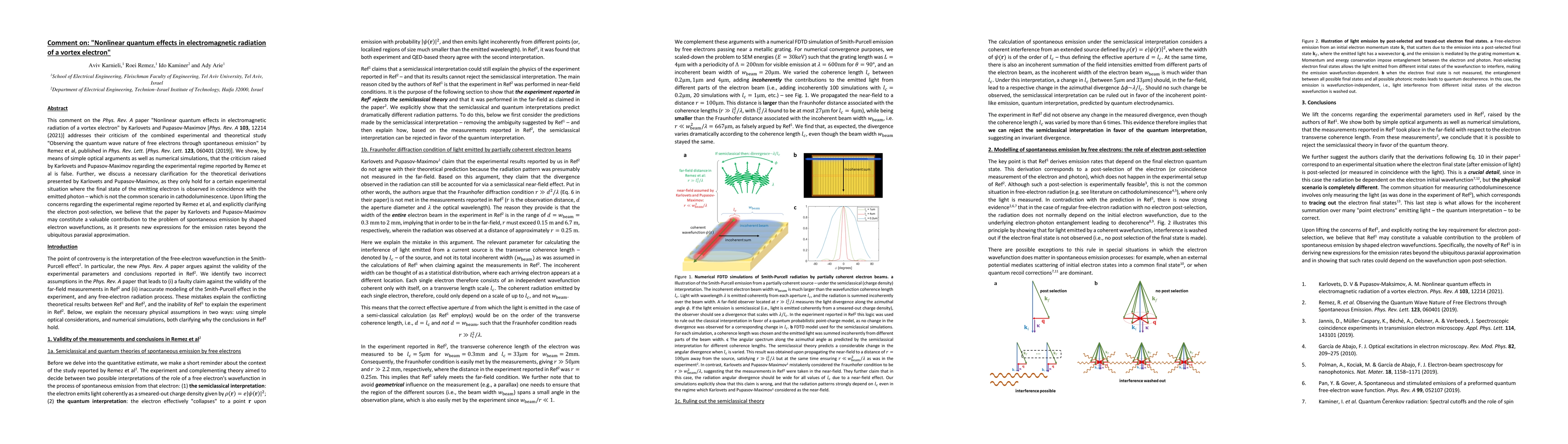 Thumbnail for Comment on: "Nonlinear quantum effects in electromagnetic radiation of a
  vortex electron"