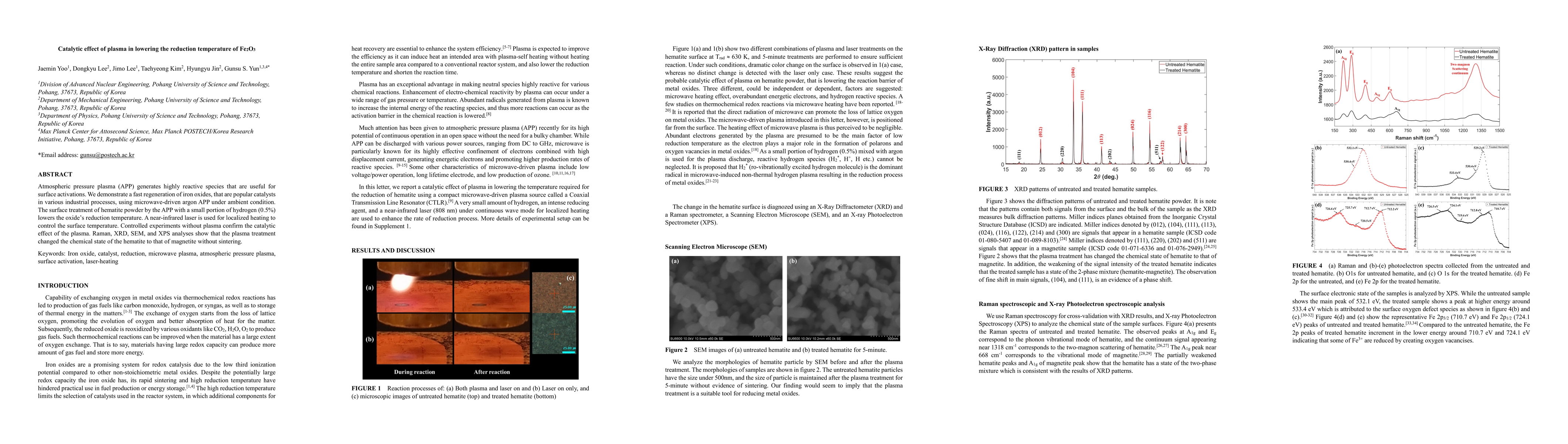 Thumbnail for Catalytic effect of plasma in lowering the reduction temperature of
  $Fe_{2}O_{3}$