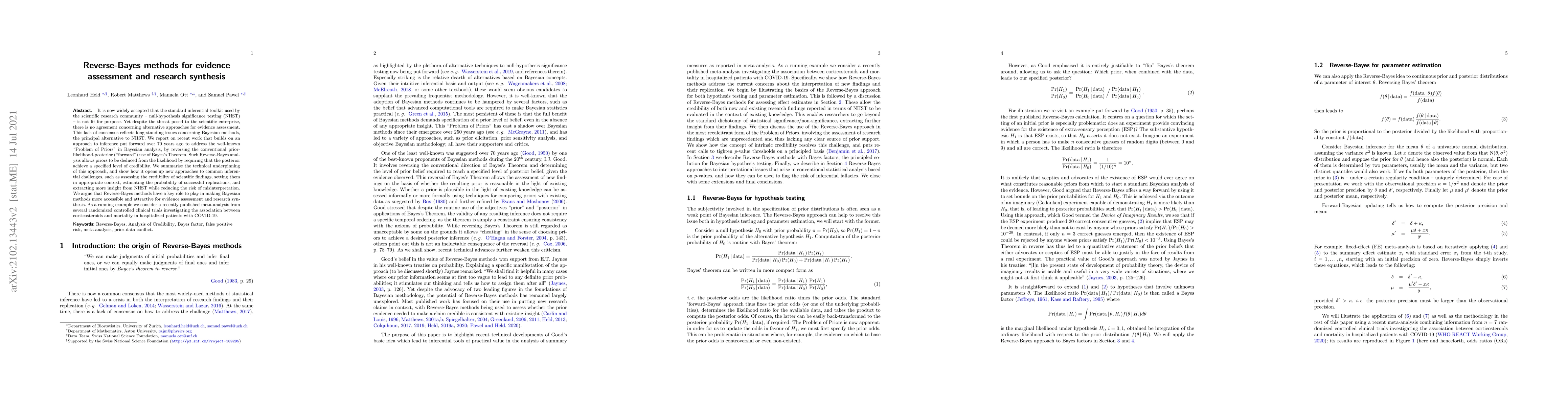 Thumbnail for Reverse-Bayes methods for evidence assessment and research synthesis