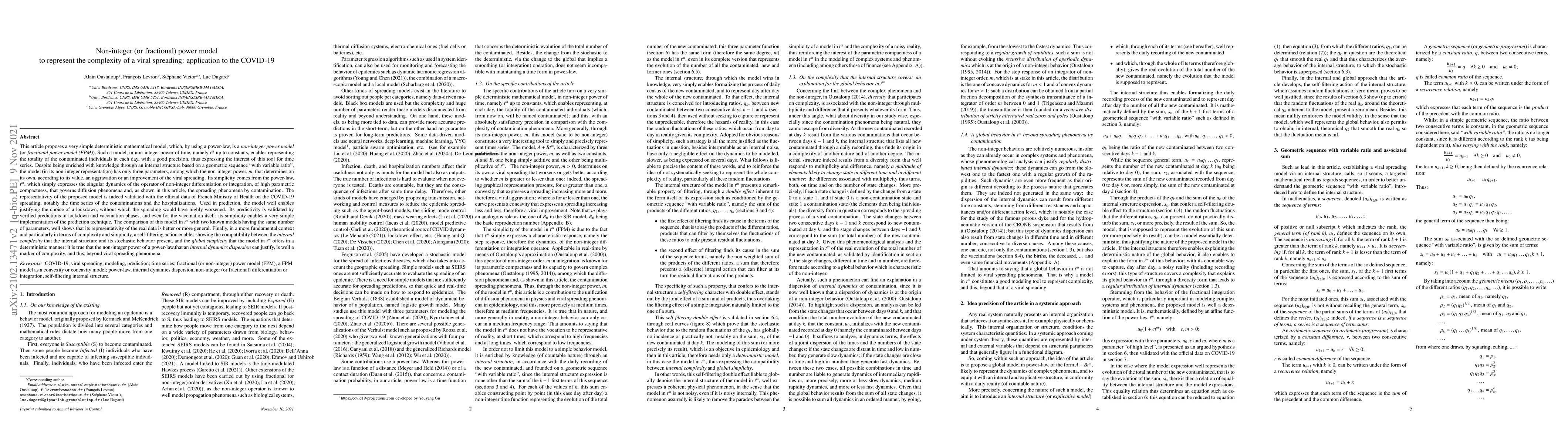 Thumbnail for Non-integer (or fractional) power model of a viral spreading:
  application to the COVID-19