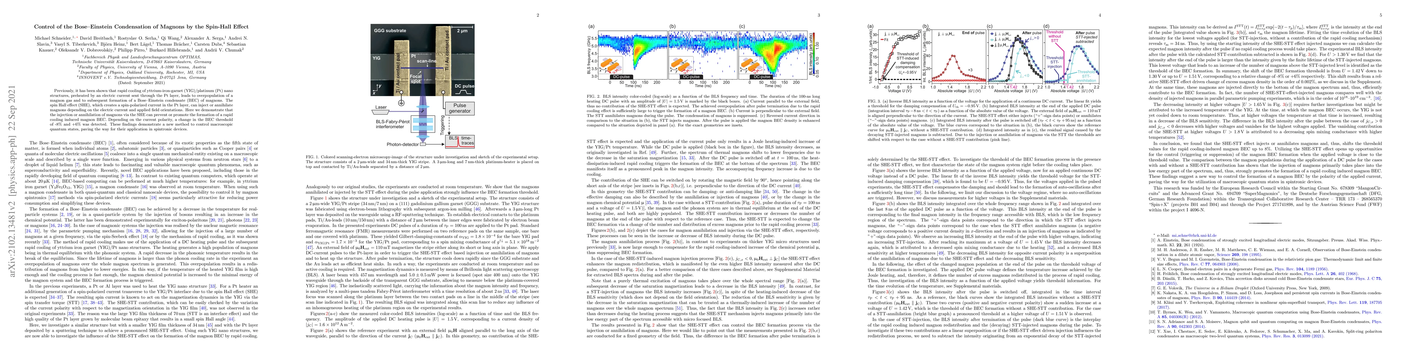 Thumbnail for Control of the Bose-Einstein Condensation of Magnons by the Spin-Hall
  Effect