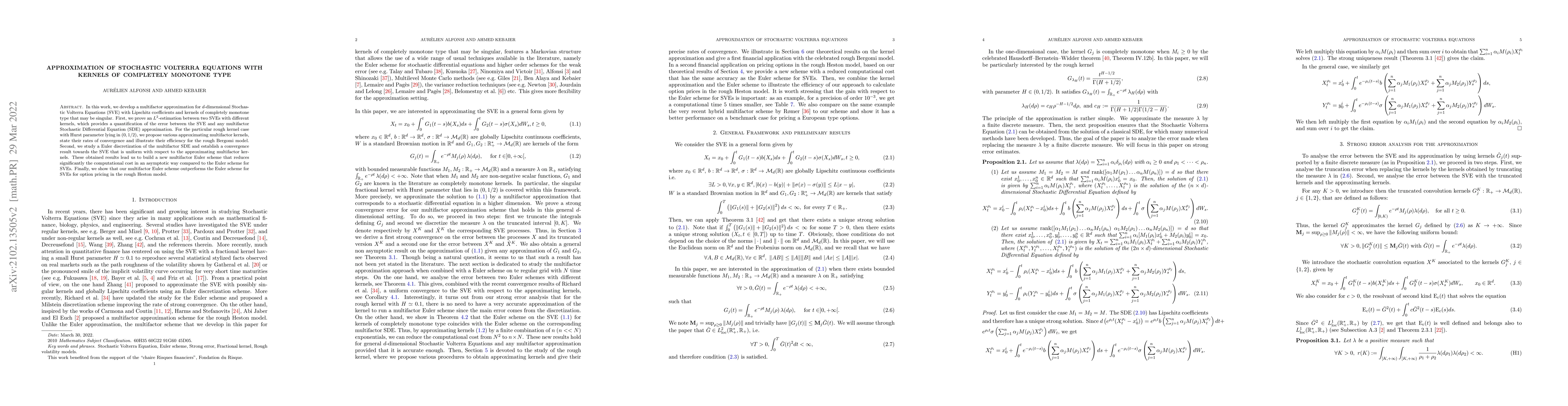 Thumbnail for Approximation of Stochastic Volterra Equations with kernels of
  completely monotone type