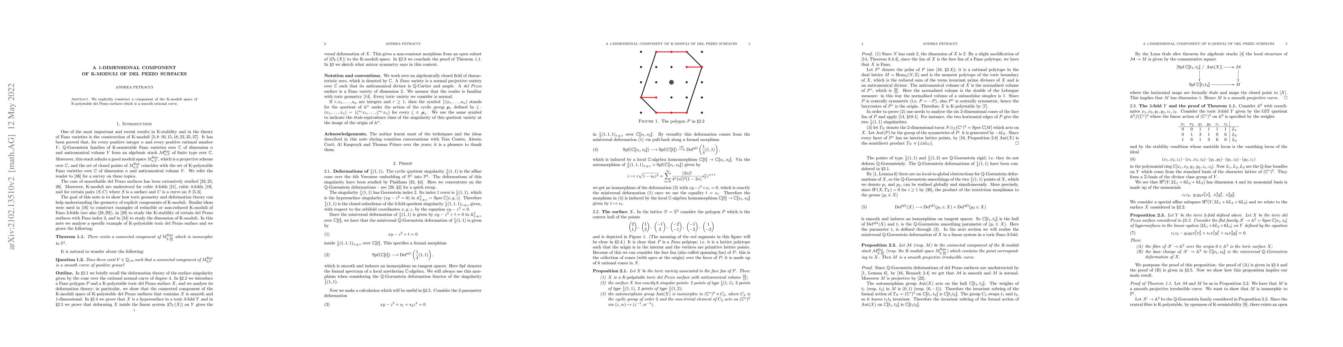 Thumbnail for A 1-dimensional component of K-moduli of del Pezzo surfaces