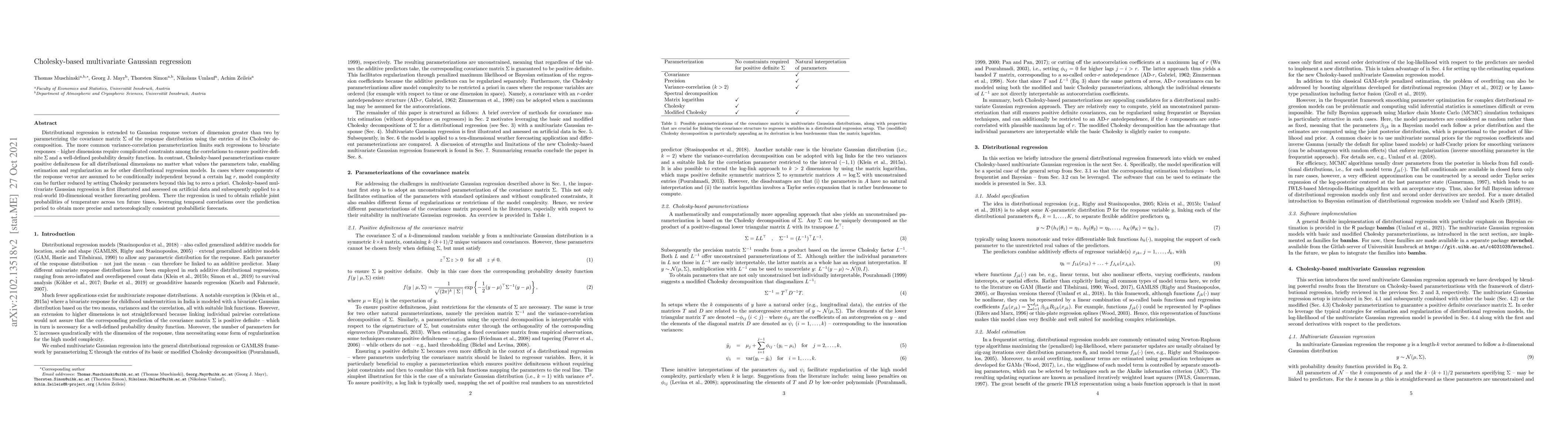 Thumbnail for Cholesky-based multivariate Gaussian regression