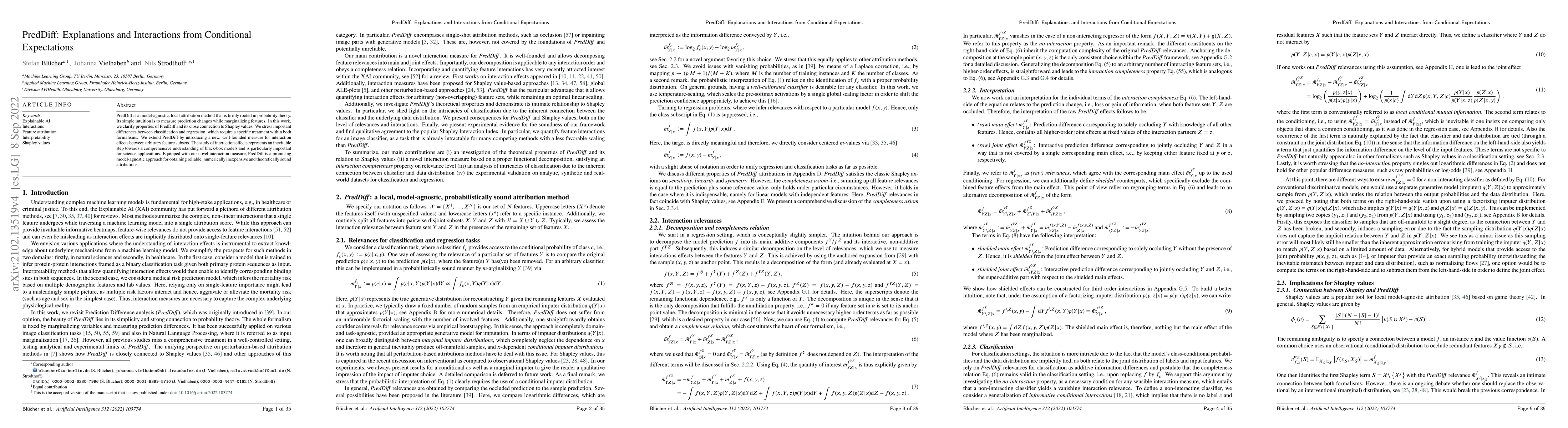 Thumbnail for PredDiff: Explanations and Interactions from Conditional Expectations