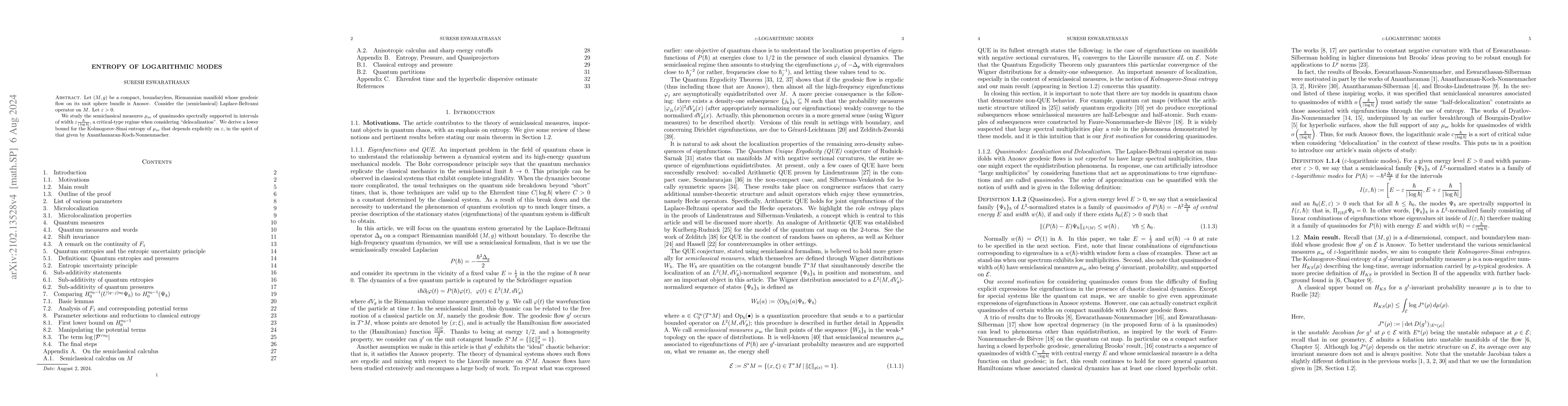 Thumbnail for Entropy of logarithmic modes
