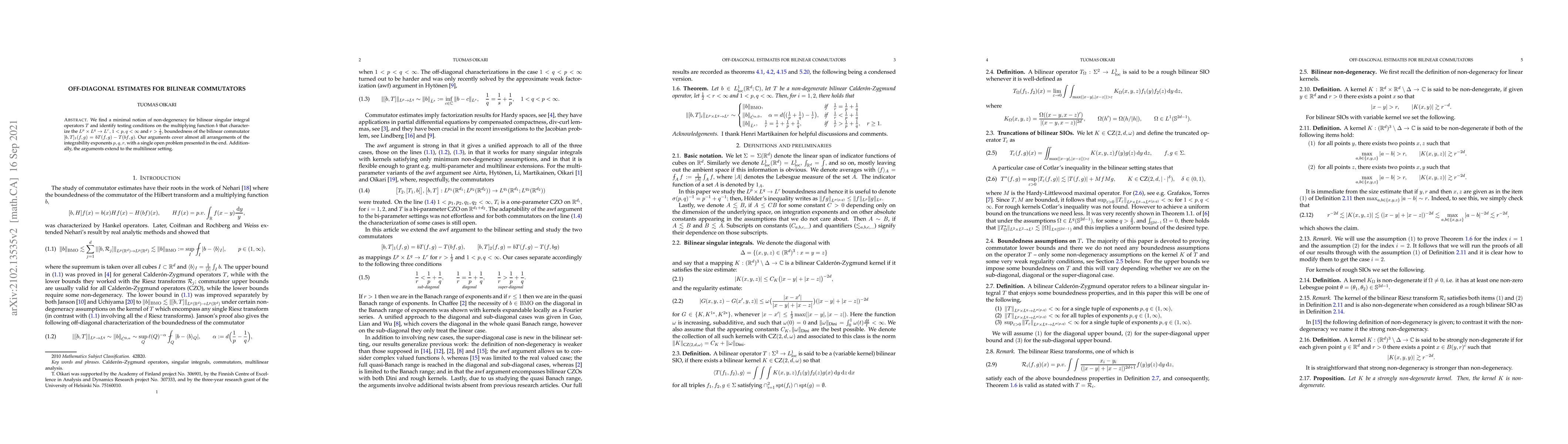Thumbnail for Off-diagonal estimates for bilinear commutators
