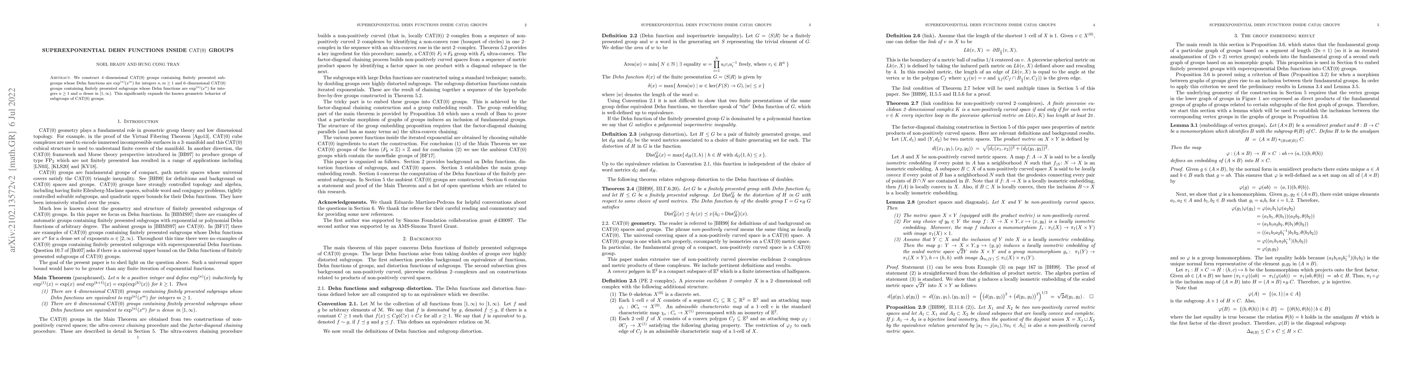 Thumbnail for Superexponential Dehn functions inside CAT(0) groups
