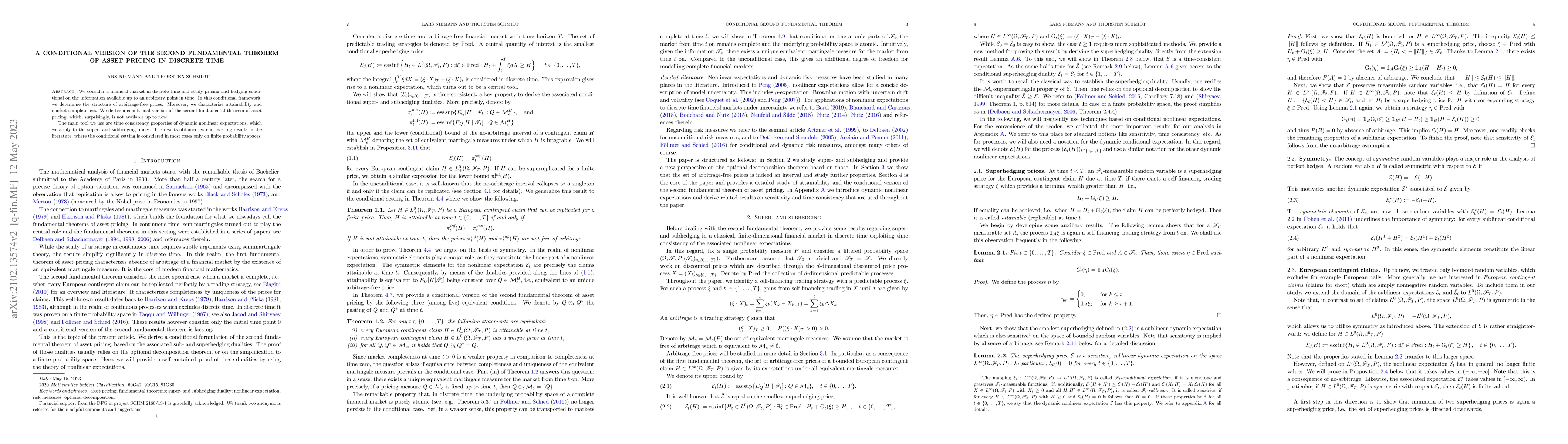 Thumbnail for A conditional version of the second fundamental theorem of asset pricing
  in discrete time