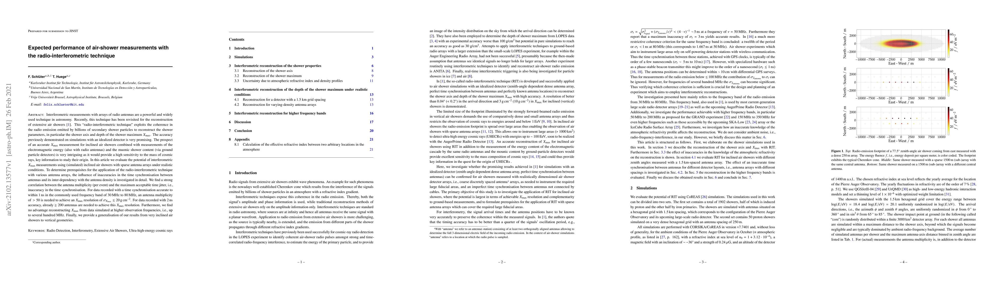 Thumbnail for Expected performance of air-shower measurements with the
  radio-interferometric technique