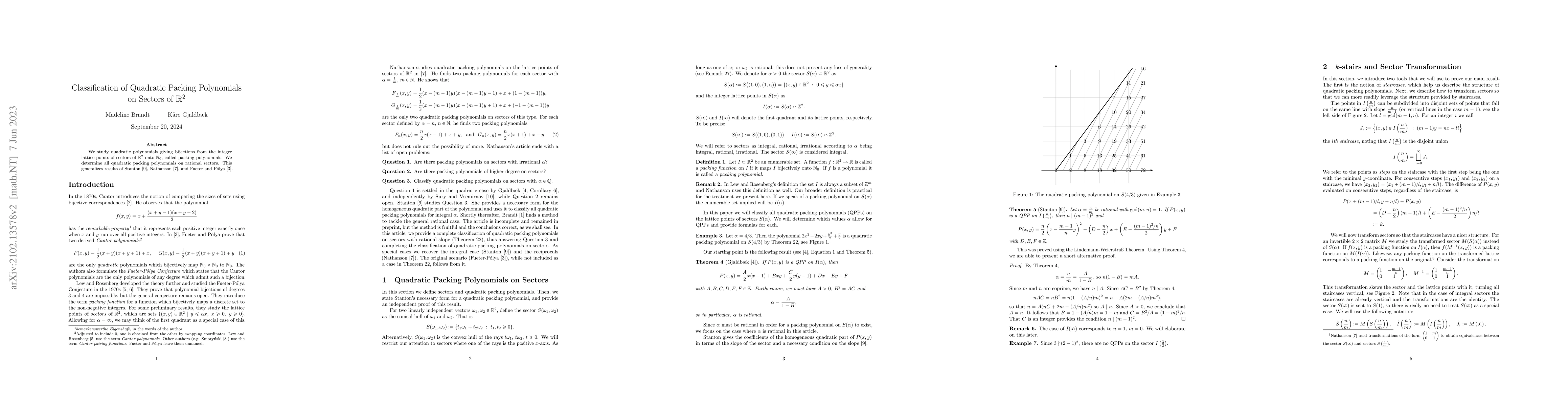 Thumbnail for Classification of Quadratic Packing Polynomials on Sectors of
  $\mathbb{R}^2$