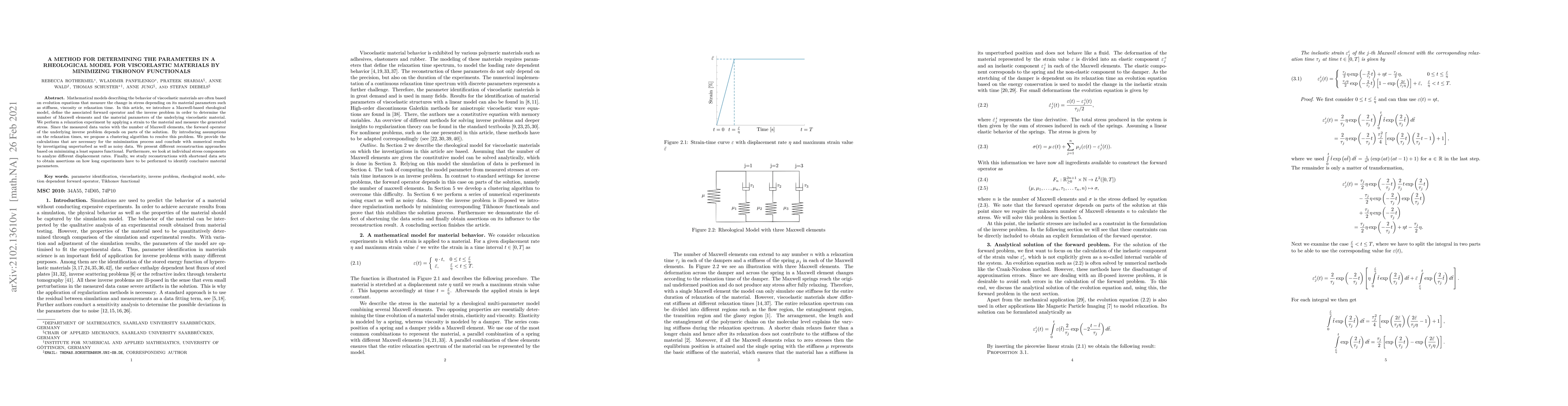 Thumbnail for A method for determining the parameters in a rheological model for
  viscoelastic materials by minimizing Tikhonov functionals