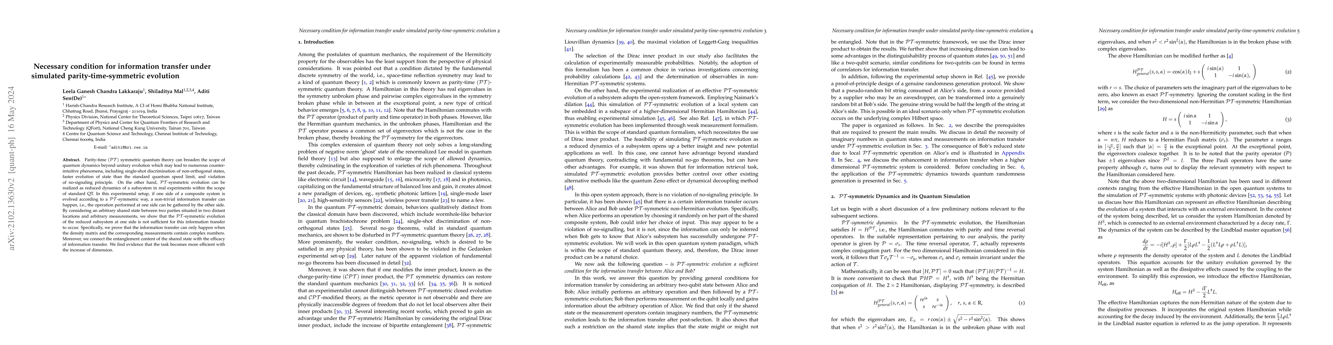 Thumbnail for Necessary condition for information transfer under simulated
  parity-time-symmetric evolution