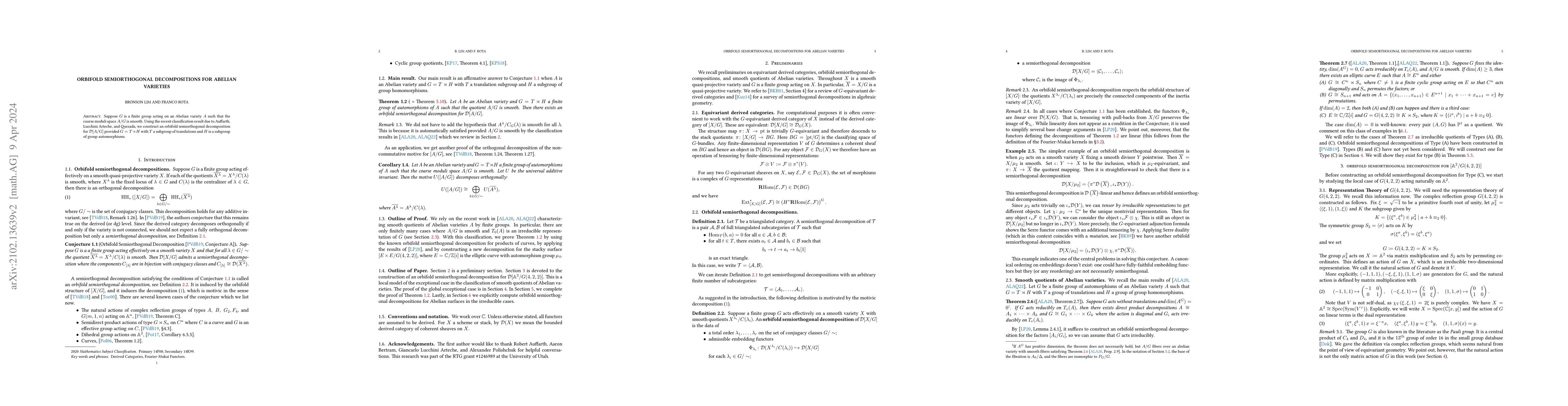 Thumbnail for Orbifold Semiorthogonal Decompositions for Abelian Varieties