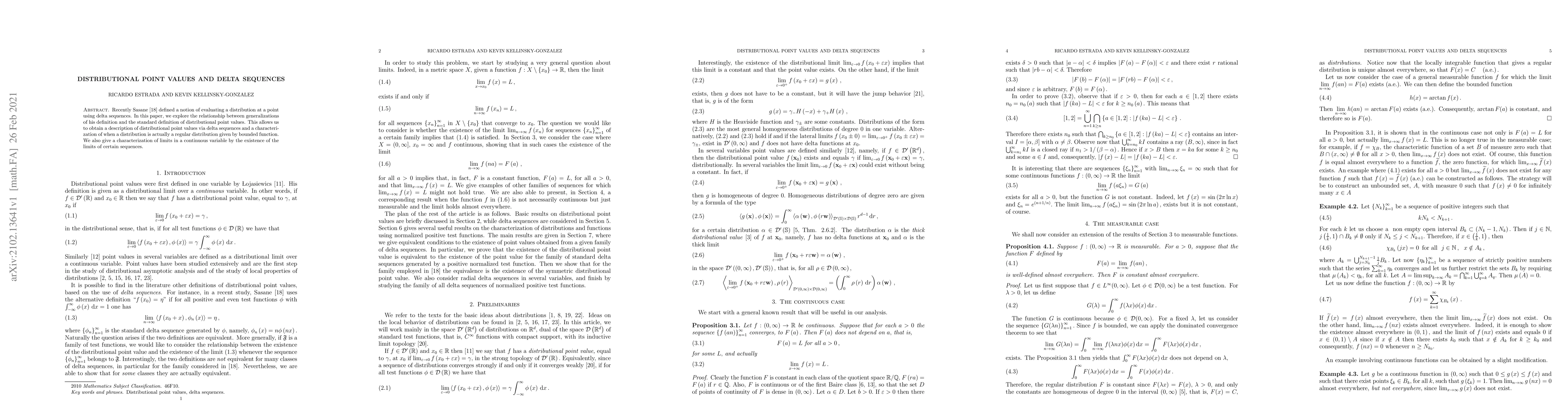 Thumbnail for Distributional Point Values and Delta Sequences