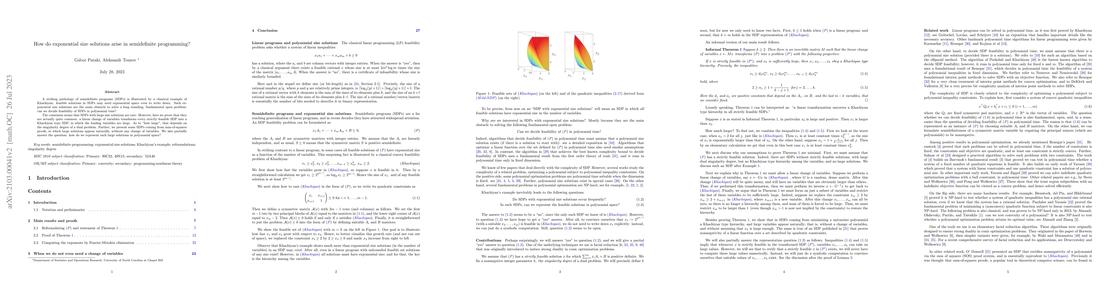 Thumbnail for How do exponential size solutions arise in semidefinite programming?