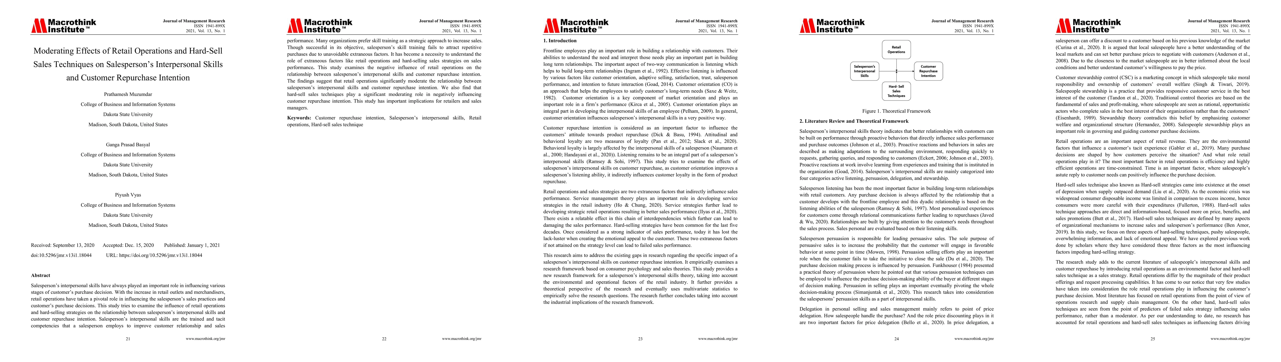 Thumbnail for Moderating effects of retail operations and hard-sell sales techniques
  on salesperson's interpersonal skills and customer repurchase intention