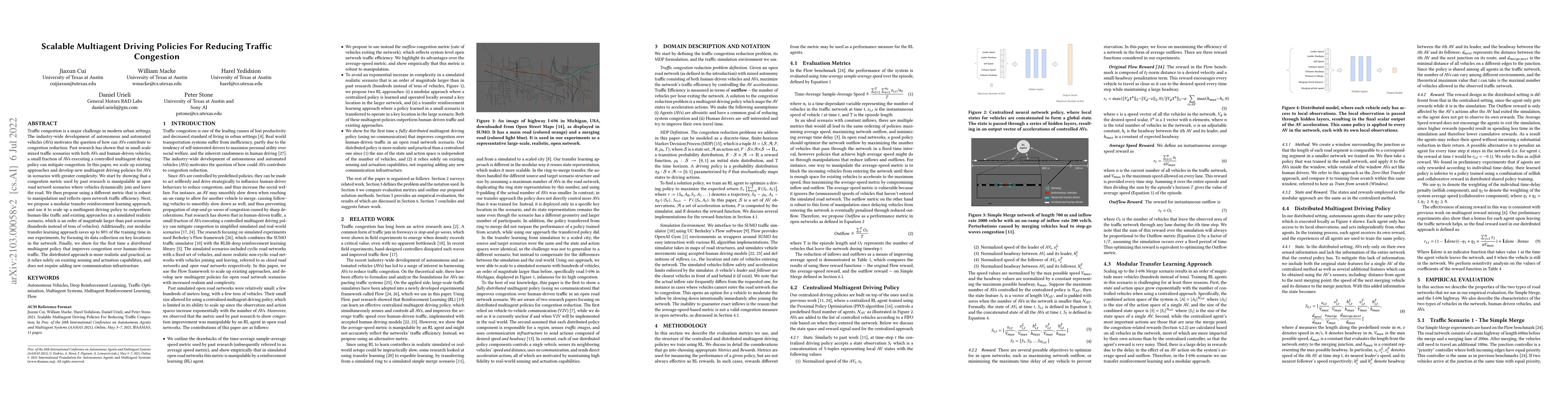 Thumbnail for Scalable Multiagent Driving Policies For Reducing Traffic Congestion