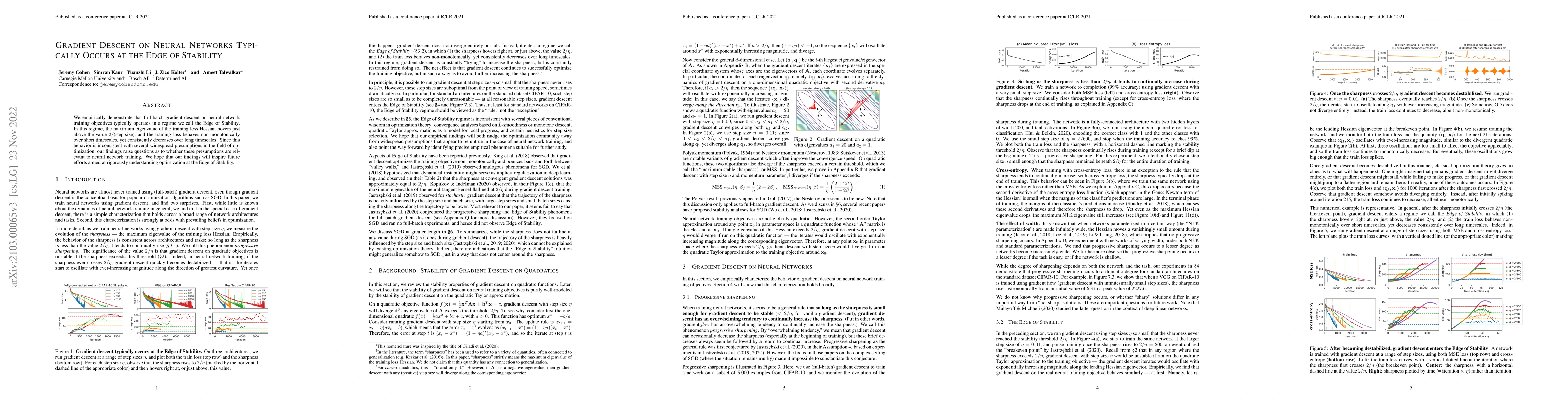 Thumbnail for Gradient Descent on Neural Networks Typically Occurs at the Edge of
  Stability