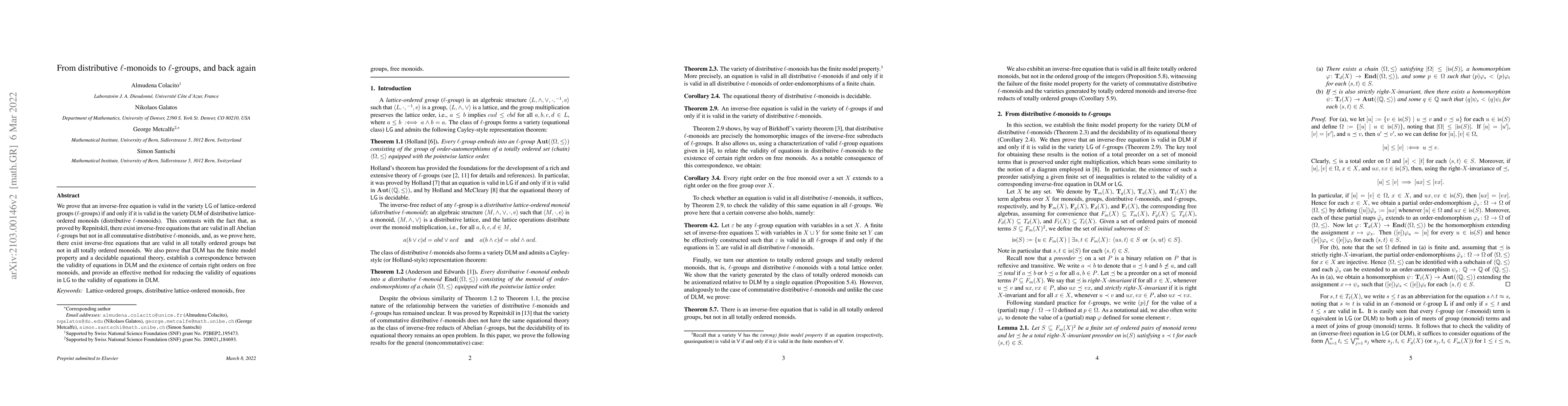 Thumbnail for From distributive l-monoids to l-groups, and back again