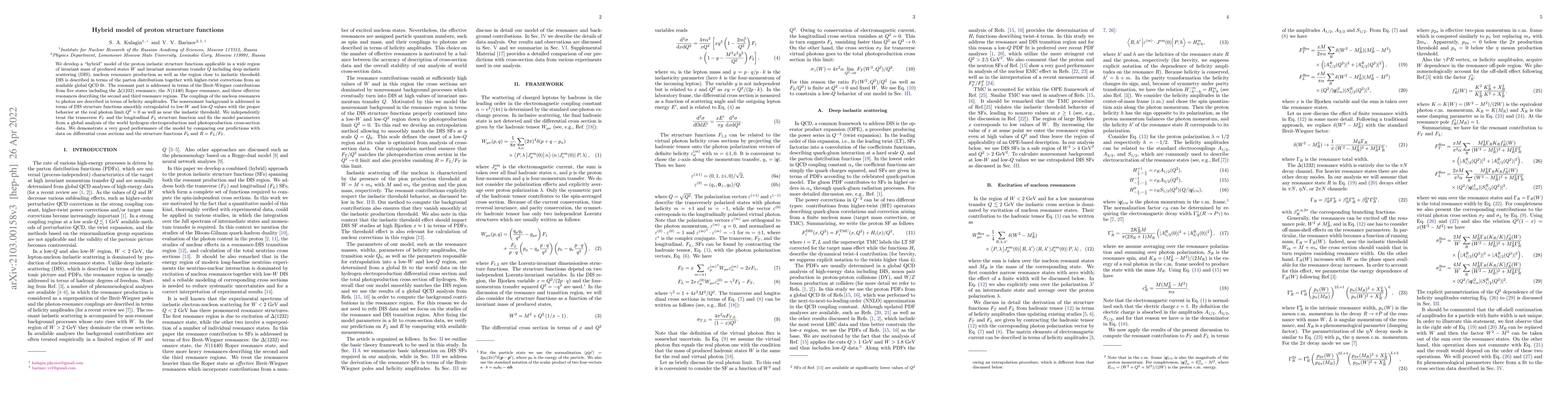 Thumbnail for Hybrid model of proton structure functions